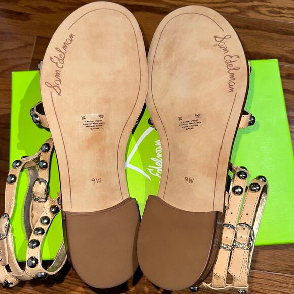 NIB Sam Edelman Eavan Studded Gladiator Sandal in Natural Sand Size 9W - Picture 14 of 15